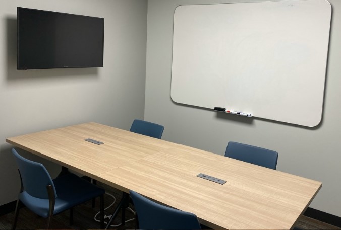 Conference room with tables.